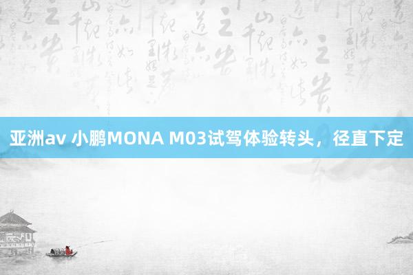 亚洲av 小鹏MONA M03试驾体验转头，径直下定