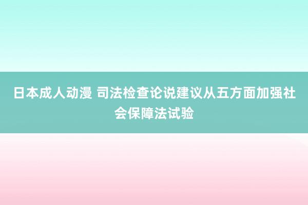 日本成人动漫 司法检查论说建议从五方面加强社会保障法试验