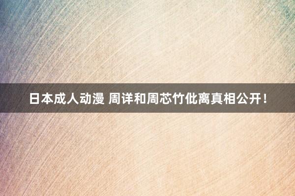 日本成人动漫 周详和周芯竹仳离真相公开！