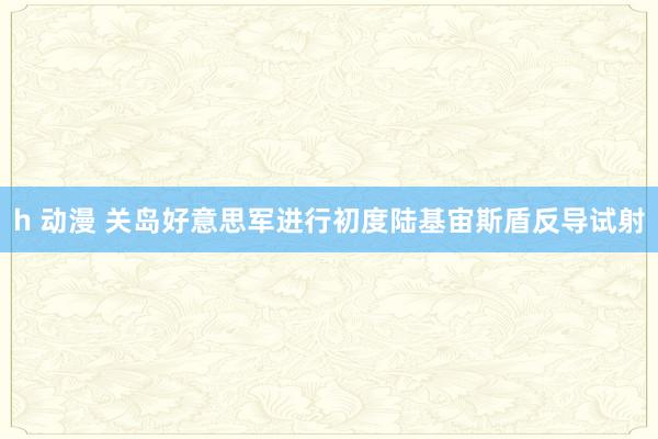 h 动漫 关岛好意思军进行初度陆基宙斯盾反导试射