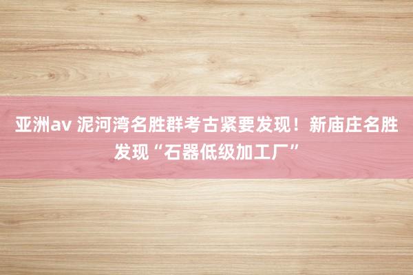 亚洲av 泥河湾名胜群考古紧要发现！新庙庄名胜发现“石器低级加工厂”