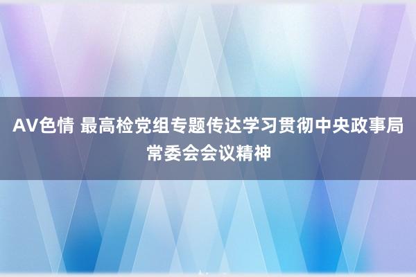 AV色情 最高检党组专题传达学习贯彻中央政事局常委会会议精神
