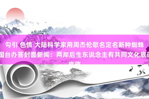 勾引 色情 大陆科学家用周杰伦歌名定名新种蜘蛛 国台办答封面新闻：两岸后生东说念主有共同文化底蕴