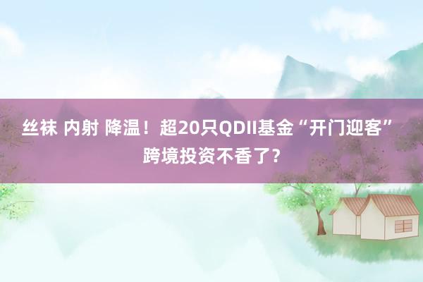 丝袜 内射 降温！超20只QDII基金“开门迎客” 跨境投资不香了？