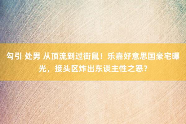勾引 处男 从顶流到过街鼠！乐嘉好意思国豪宅曝光，接头区炸出东谈主性之恶？