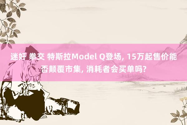 迷奸 拳交 特斯拉Model Q登场, 15万起售价能否颠覆市集, 消耗者会买单吗?