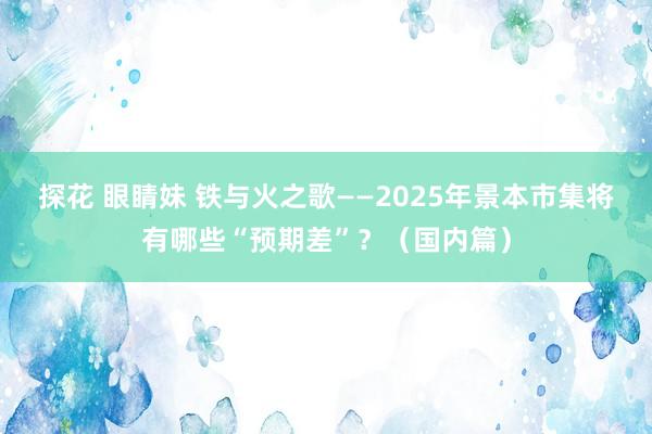 探花 眼睛妹 铁与火之歌——2025年景本市集将有哪些“预期差”？（国内篇）