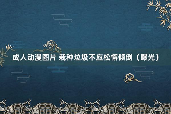 成人动漫图片 栽种垃圾不应松懈倾倒（曝光）