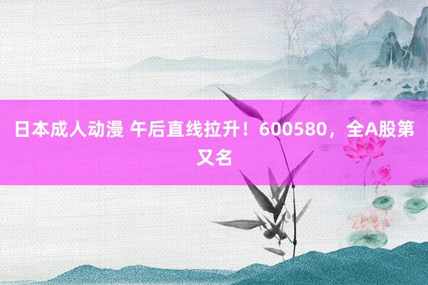 日本成人动漫 午后直线拉升！600580，全A股第又名