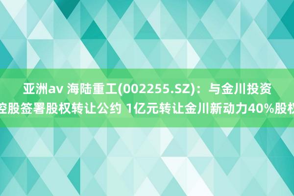 亚洲av 海陆重工(002255.SZ)：与金川投资控股签署股权转让公约 1亿元转让金川新动力40%股权