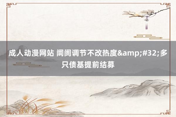 成人动漫网站 阛阓调节不改热度&#32;多只债基提前结募