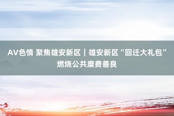 AV色情 聚焦雄安新区｜雄安新区“回迁大礼包”燃烧公共糜费善良